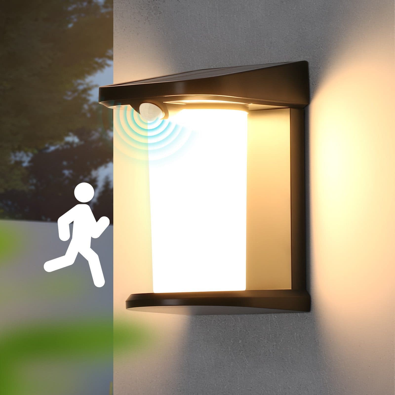 Nettlife LED Außen-Wandleuchte mit Bewegungsmelder Solarleuchte Garten 2 Modi 3000K - Bild 2