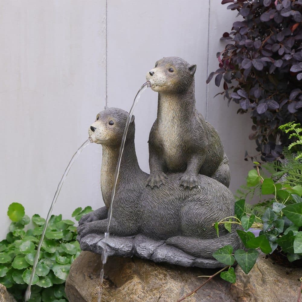 Wacredo Outdoor Wasserspiel Gebrüder Otter Grau Polyresin Komplettset - Bild 2