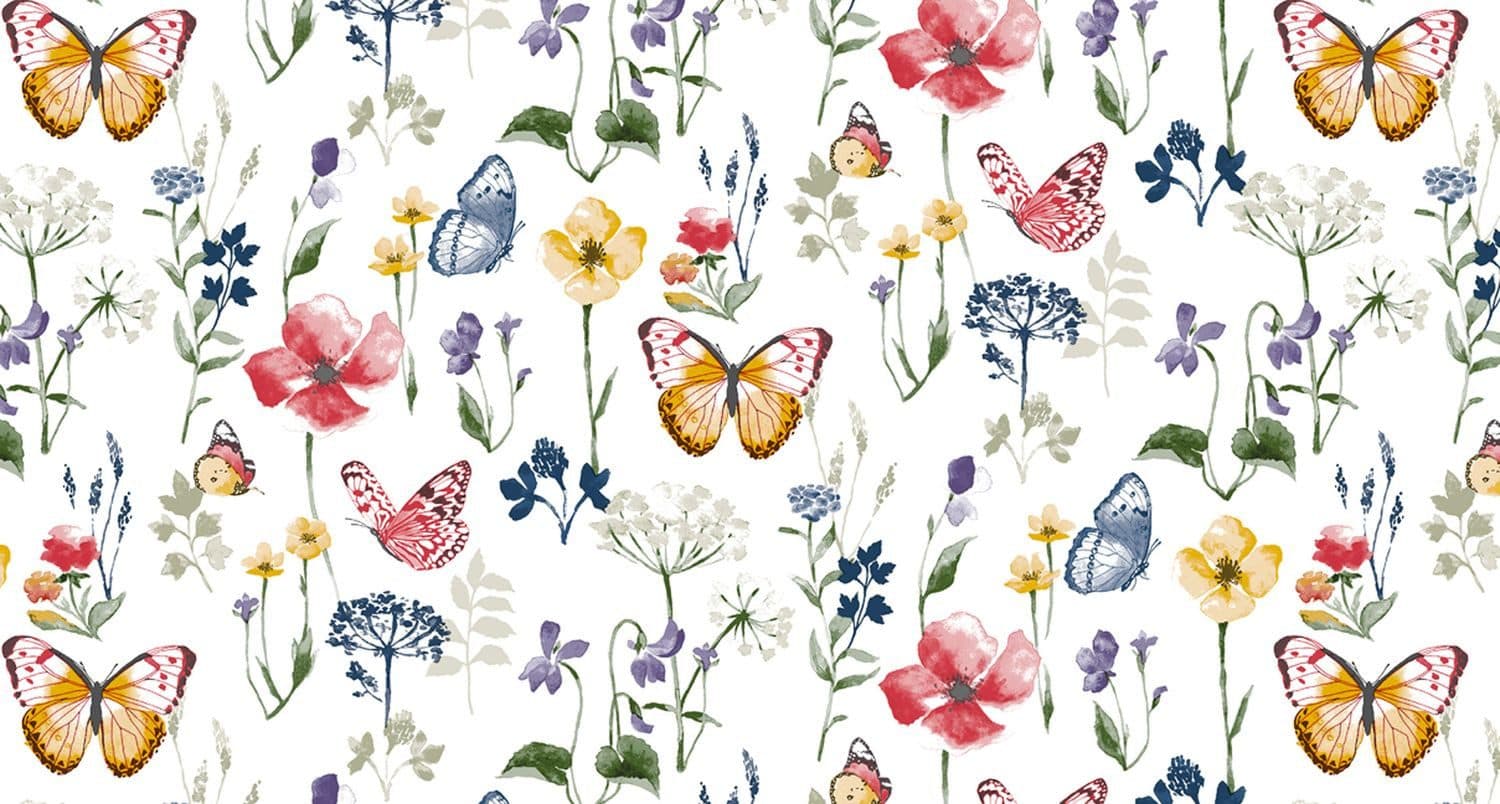texpot Wachstuch Tischdecke Schmetterlinge Blumen Bunt Abwischbar