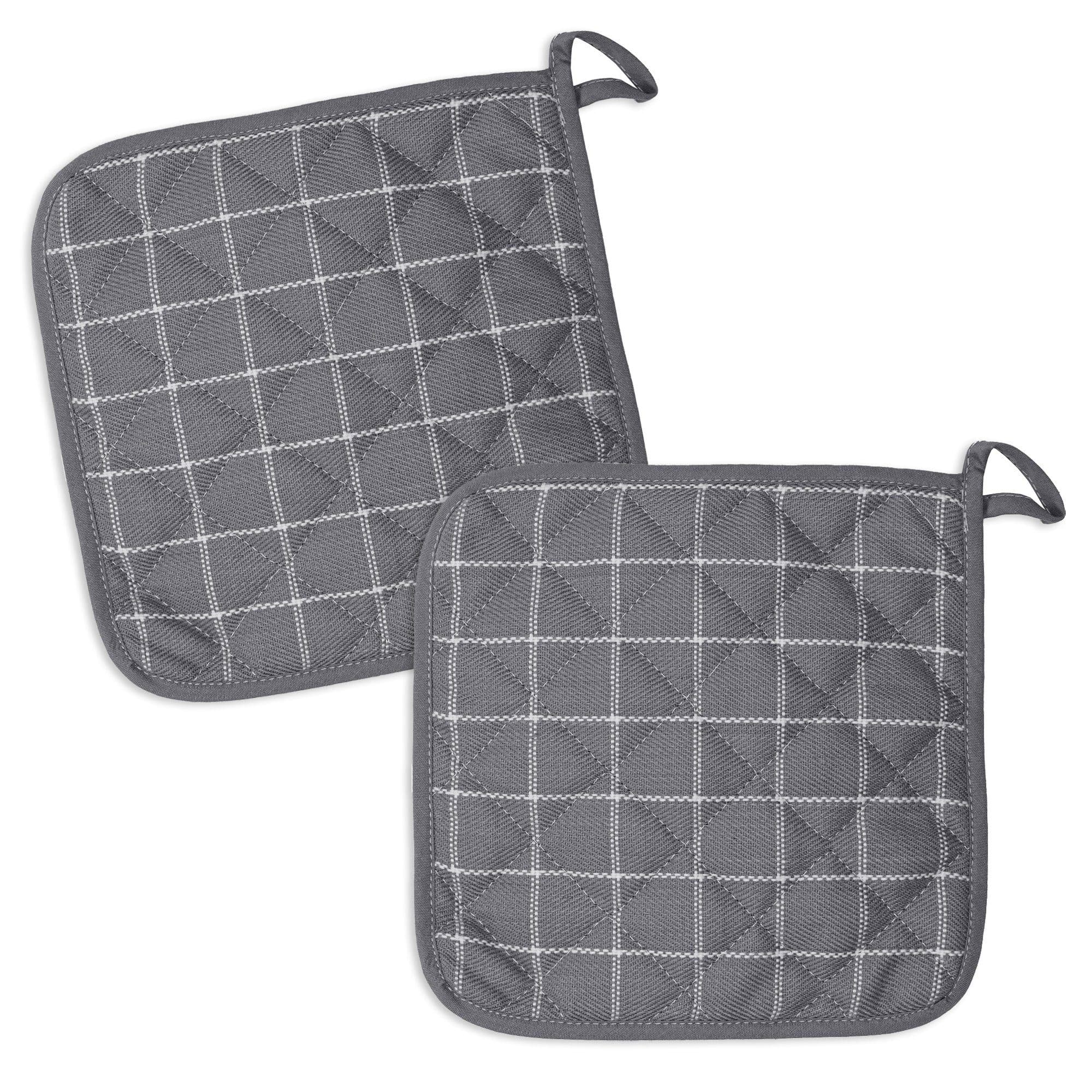 Kracht Topflappen 2er Set Grau Baumwolle