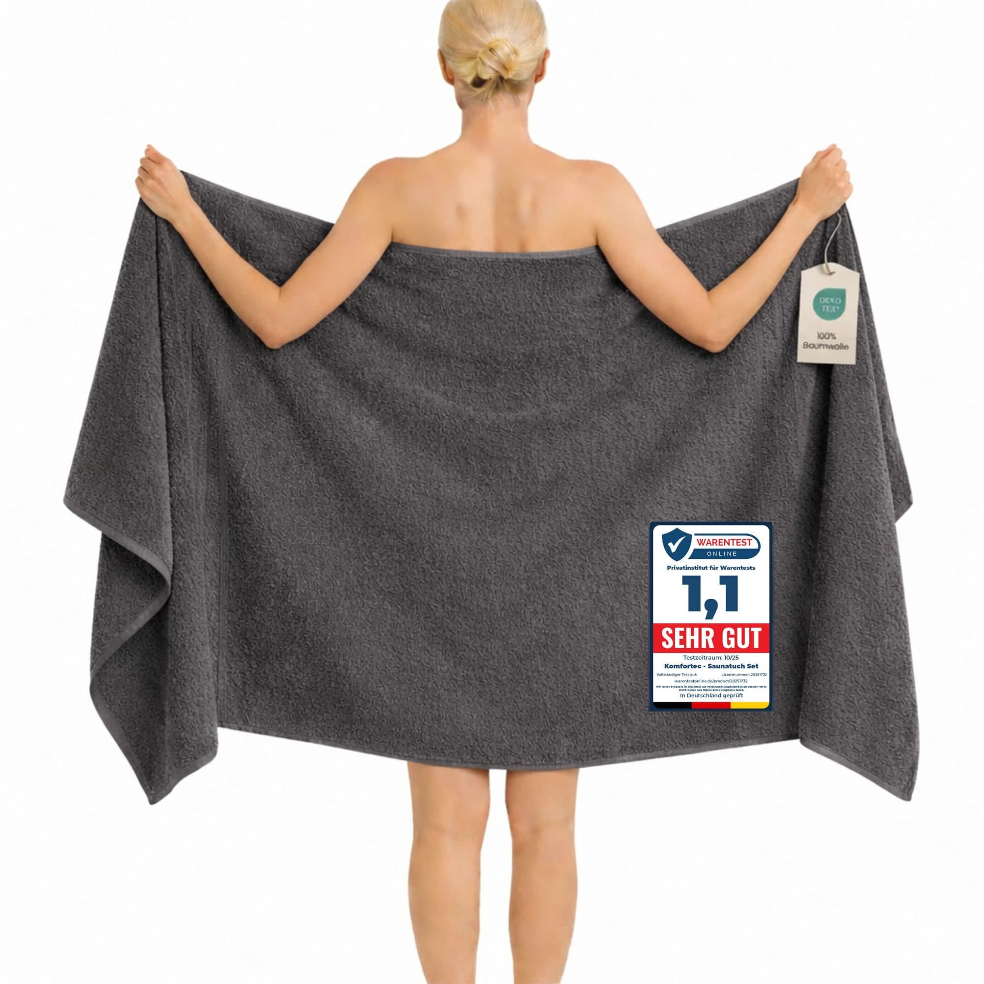 Komfortec Saunatuch 100x200 cm Badetuch aus 100% Baumwolle, Frottee - Bild 2