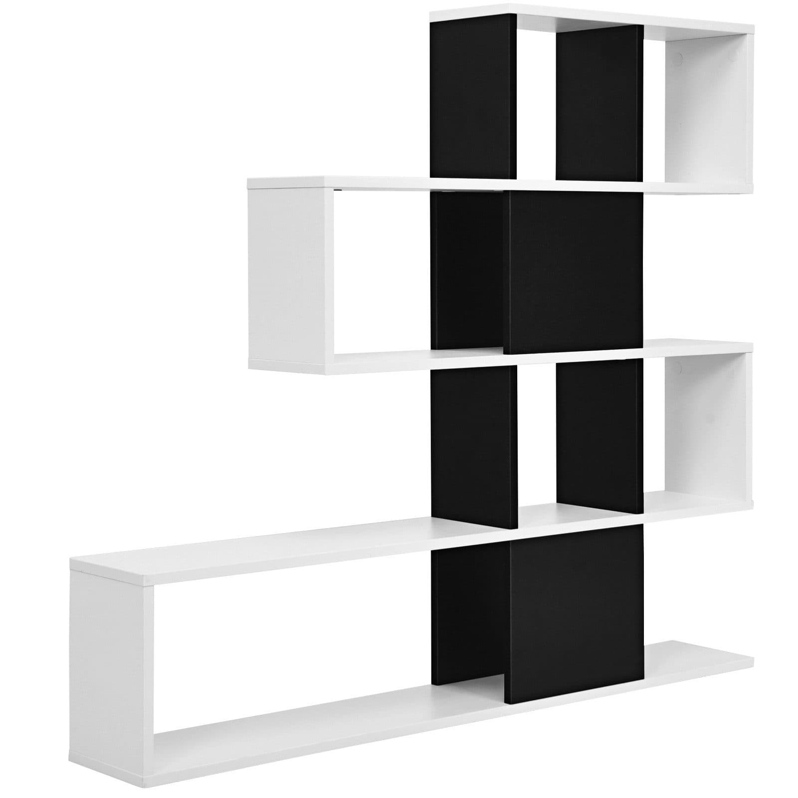 COSTWAY Bücherregal 5 Etagen Raumteiler Holz Schwarz/Weiß