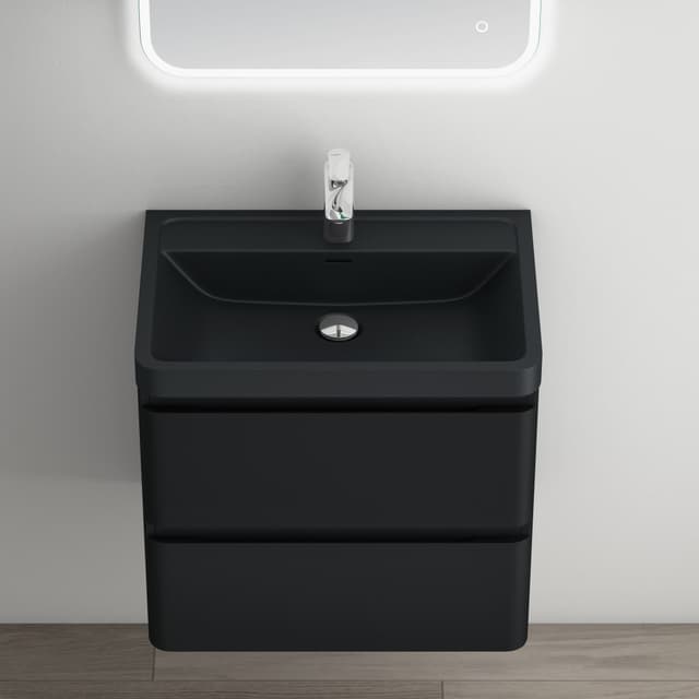 Mai & Mai Badmöbel-Set Lucca Anthrazit Mineralguss Waschbecken Softclose