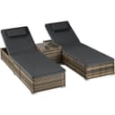 TECTAKE Rattan-Doppelliege Carbonera mit Tisch, verstellbar, beige Bild 2