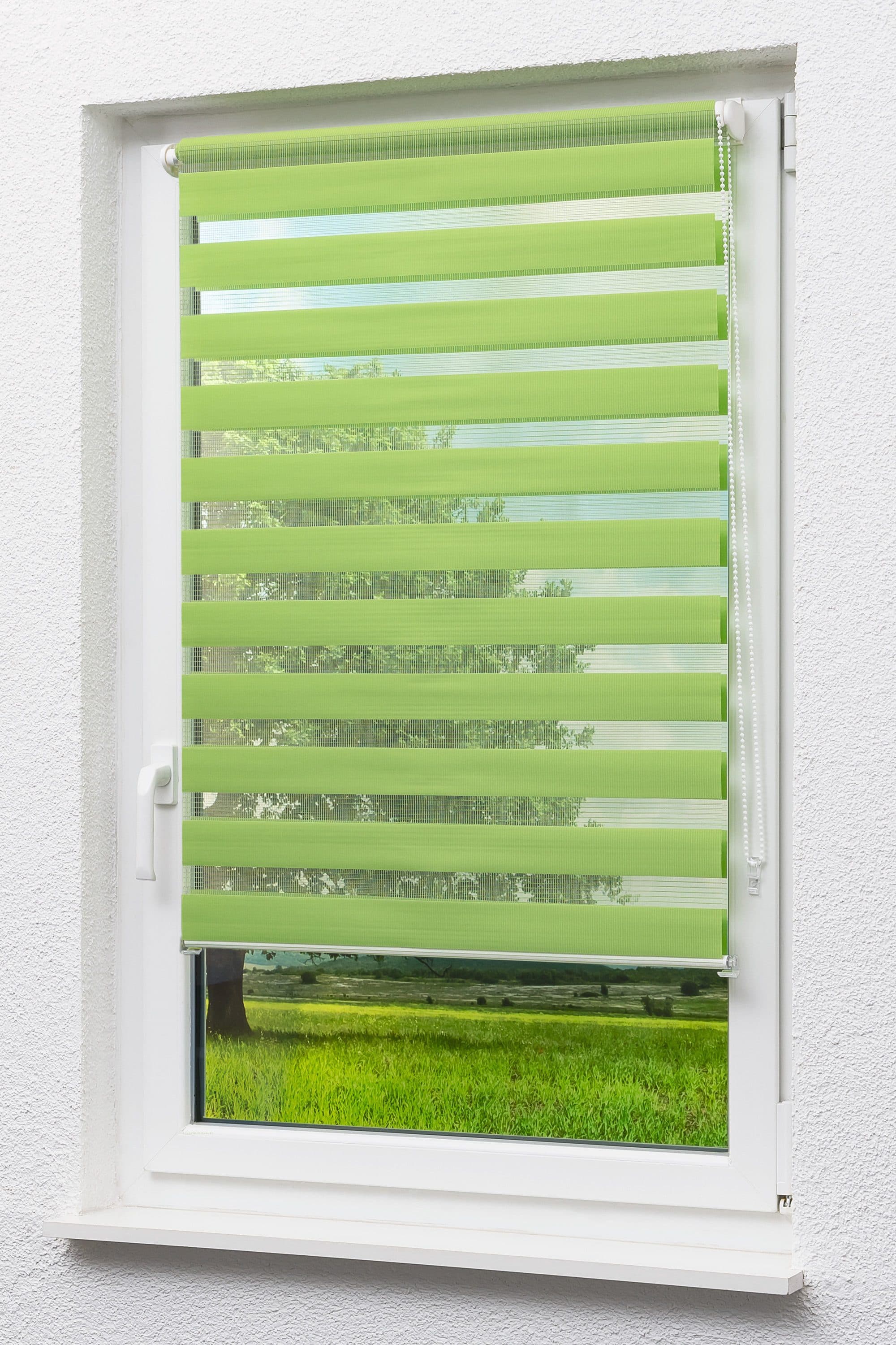 Doppelrollo Apfelgrün, Stoff und Streifen, 45x150 cm - Bild 2