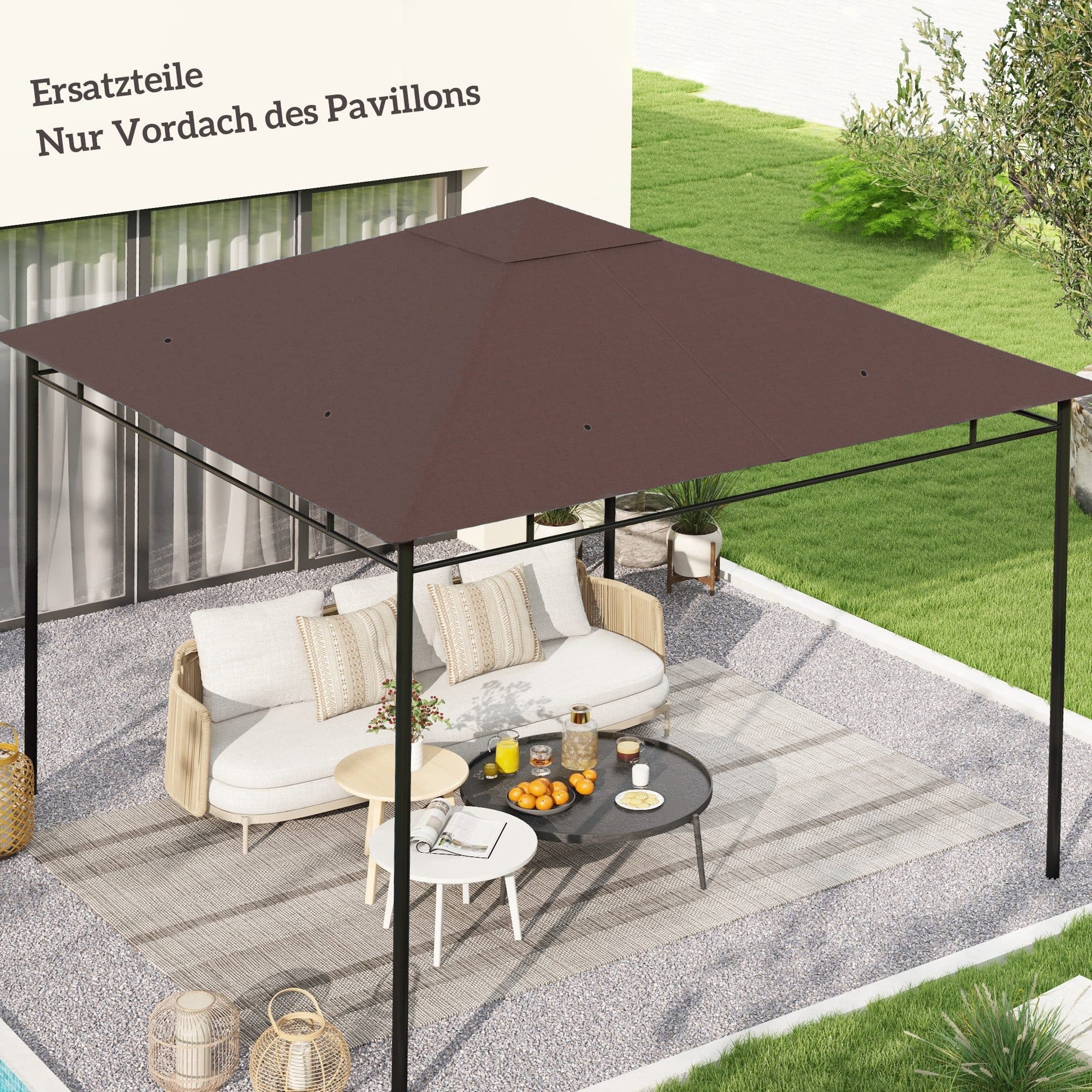 Outsunny Pavillon-Ersatzdach Kaffee 295x295 cm UV-beständig - Bild 2