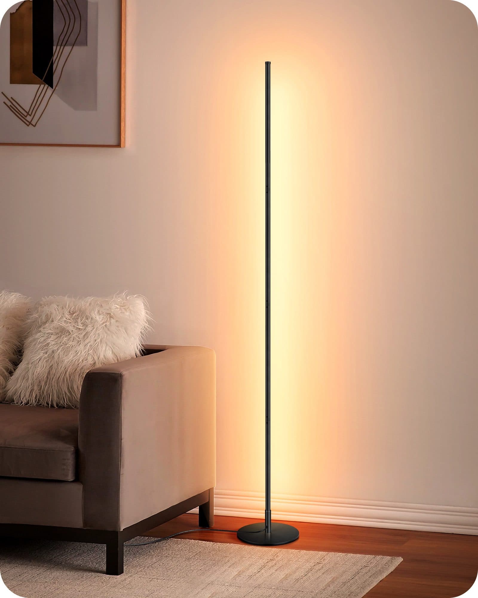 EDISHINE LED Stehlampe Wohnzimmer Schwarz Dimmbar Höhenverstellbar - Bild 2