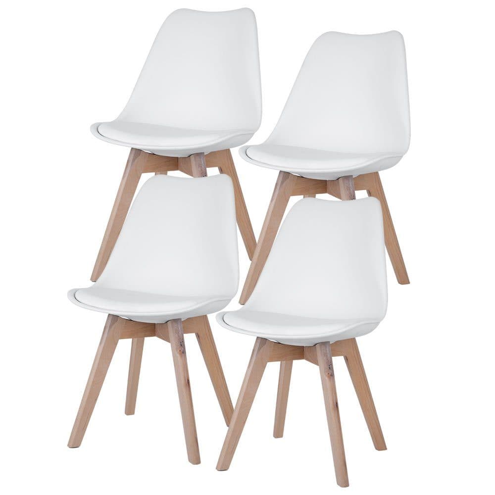 ETC-SHOP Esszimmerstühle 4er Set Eiche Weiß Schalenstuhl - Bild 2