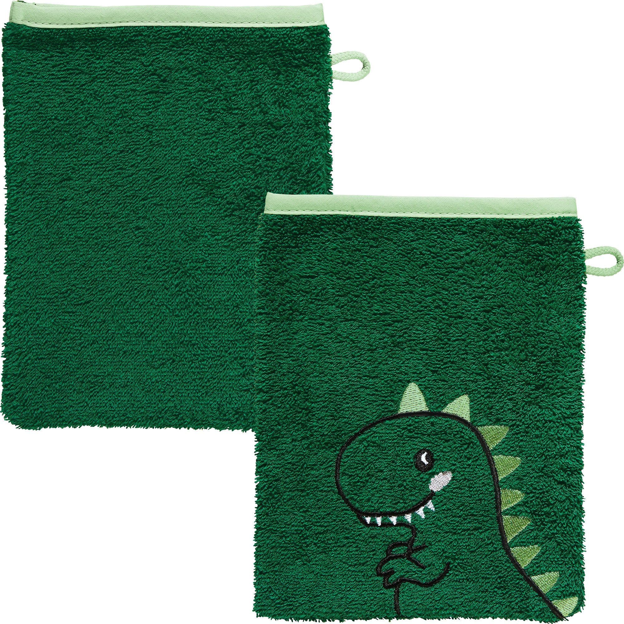 Erwin Müller Kinder-Waschhandschuh Dino 2er-Pack Frottier Grün - Bild 2