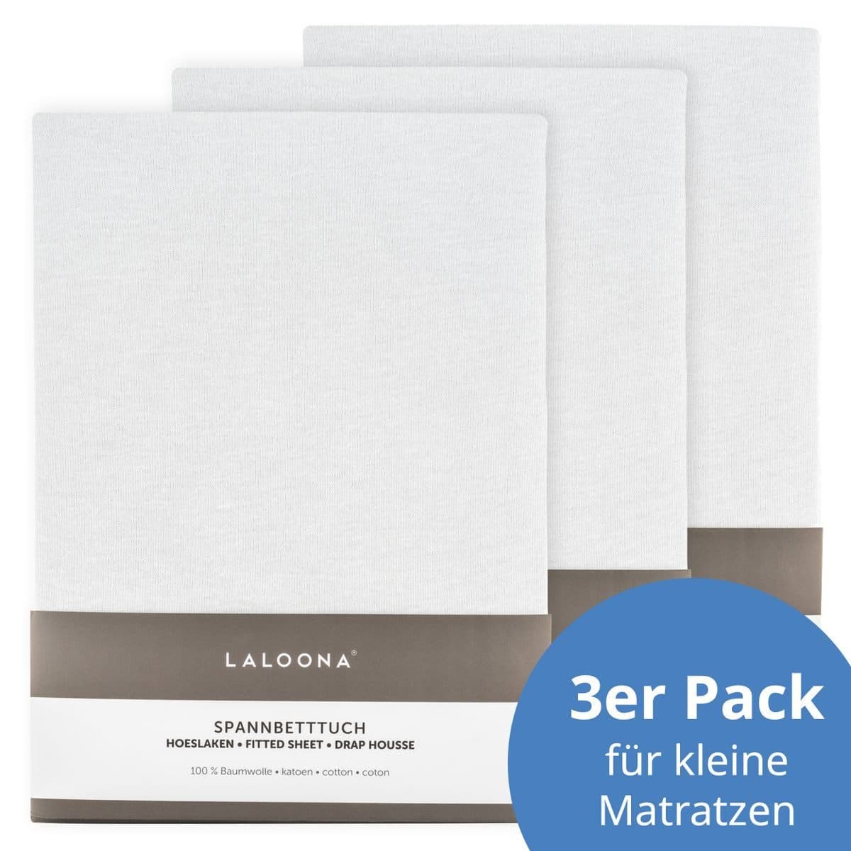 LaLoona Spannbettlaken Weiß 3er Pack Baumwolle Baby - Bild 2