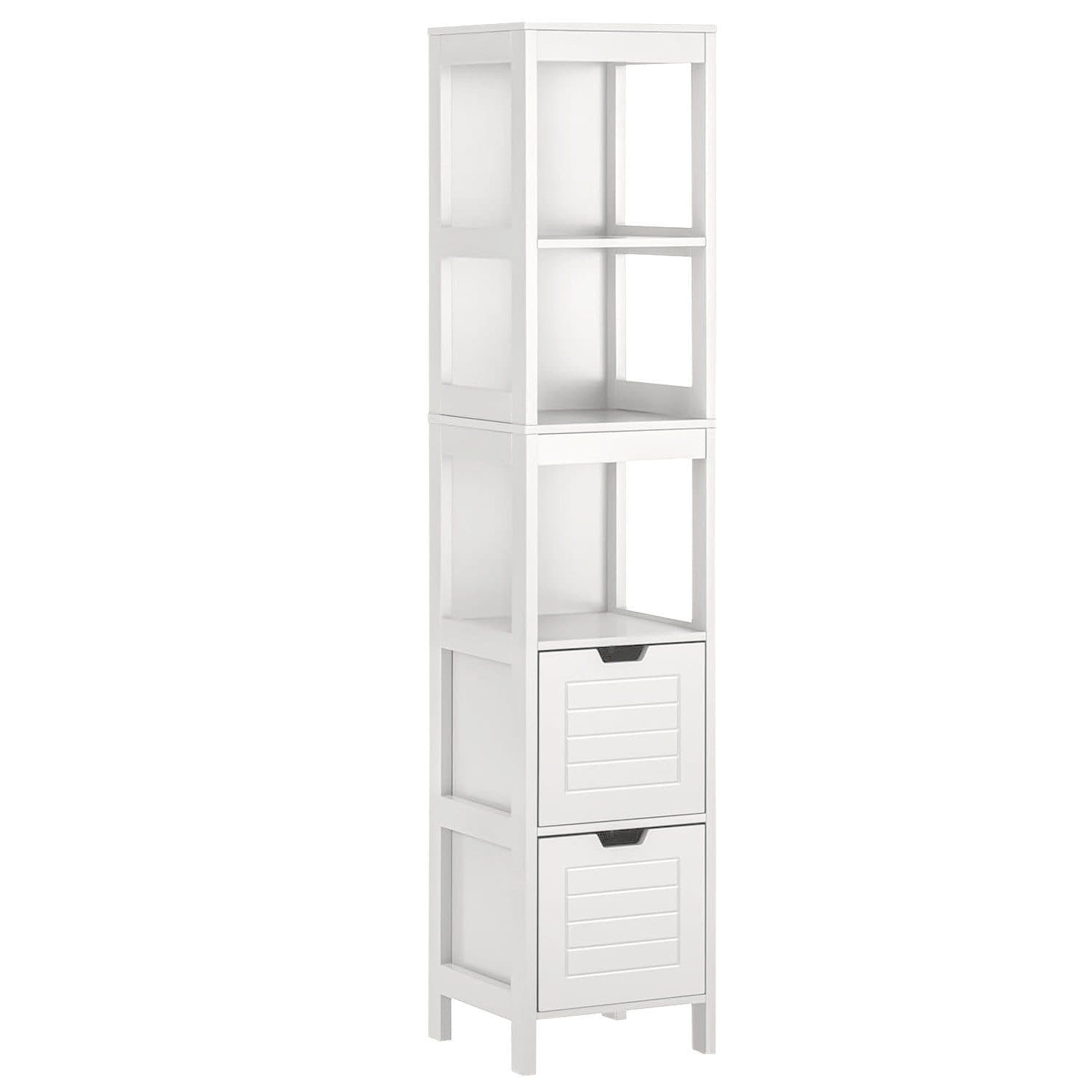 Weißes Hochschrank-Badregal aus Holz