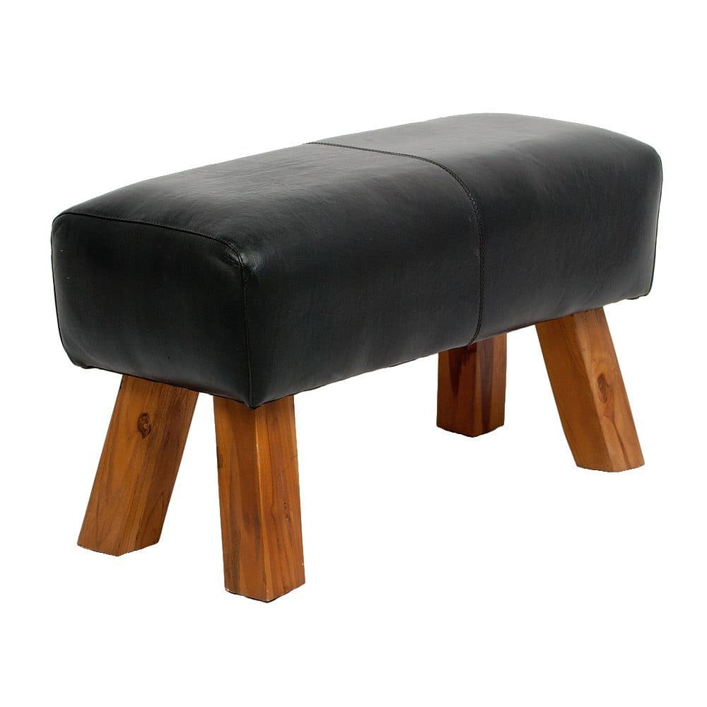 LebensWohnArt Sitzbank MAXI Schwarz Teakholz Turnbock