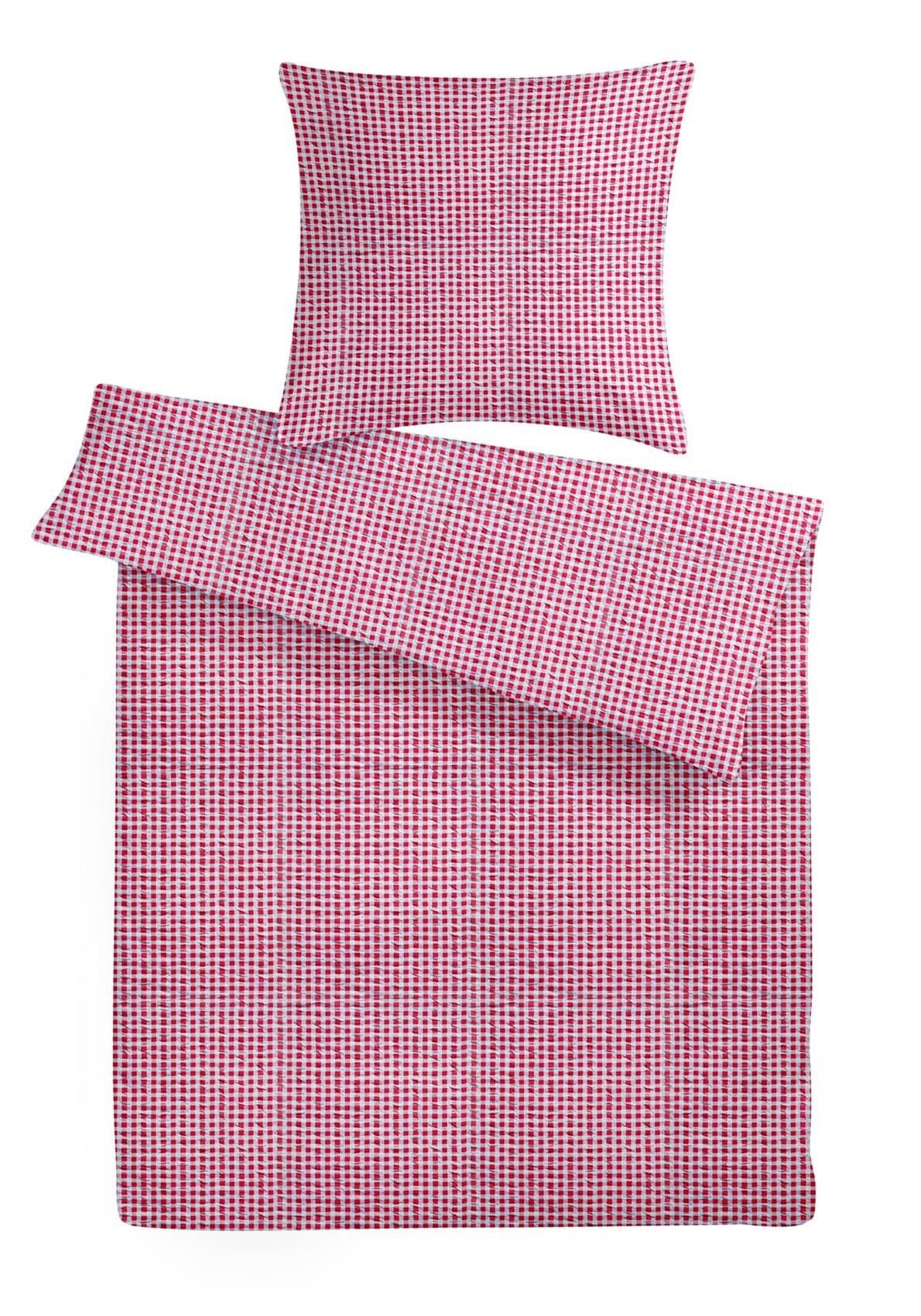 Carpe Sonno Bettwäsche Seersucker Kariert Weiß Rot 2-teilig - Bild 2