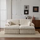 Leawin Cordsofa 2-Sitzer mit Bettfunktion, modernes Schlafsofa für Wohnzimmer, Weicher Cordbezug, flexible Kombination & ideal für kleine Räume Bild 2