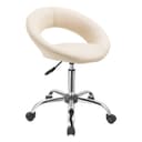 Duhome Rollhocker mit Rückenlehne Kunstleder Beige Höhenverstellbar Bild 2