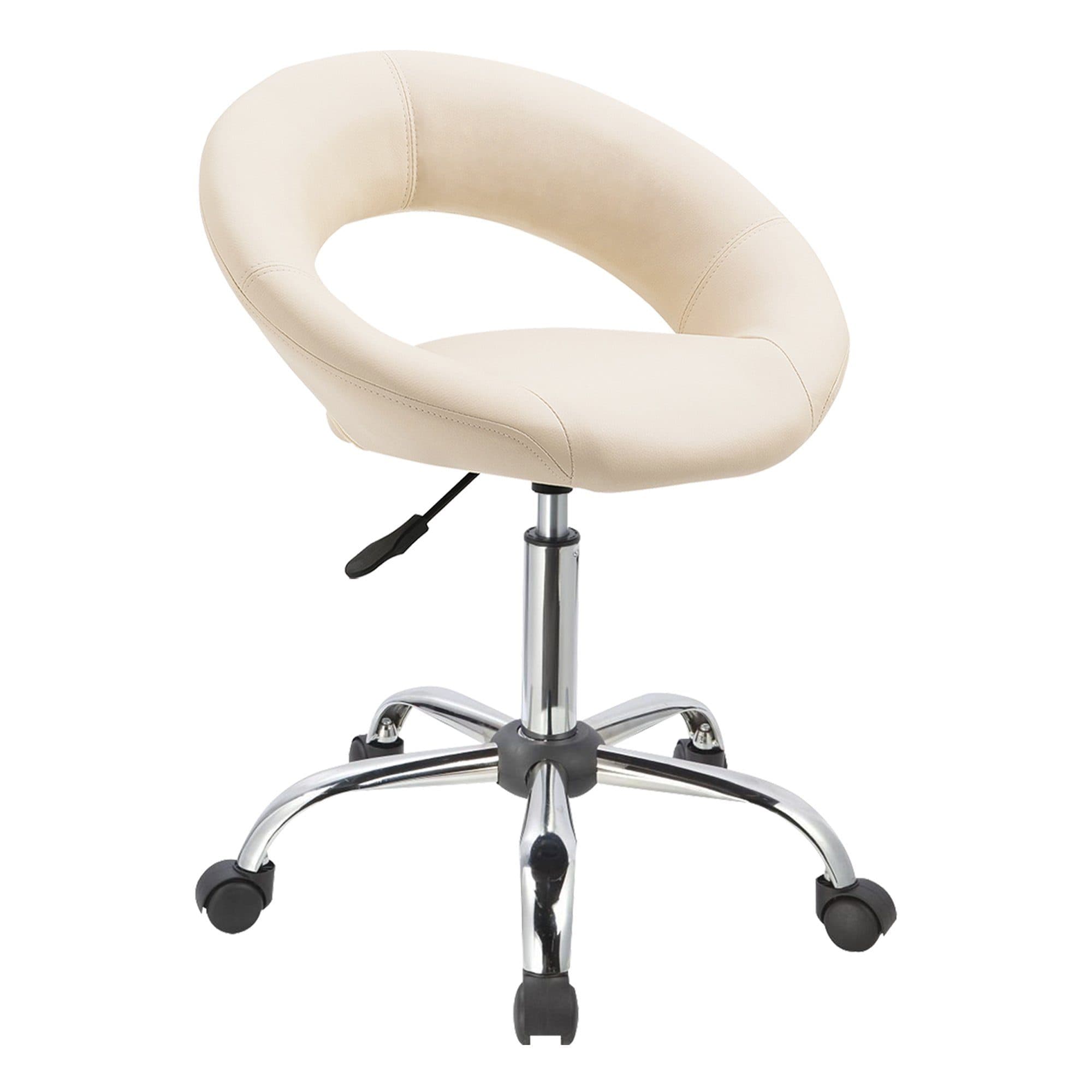 Duhome Rollhocker mit Rückenlehne Kunstleder Beige Höhenverstellbar - Bild 2