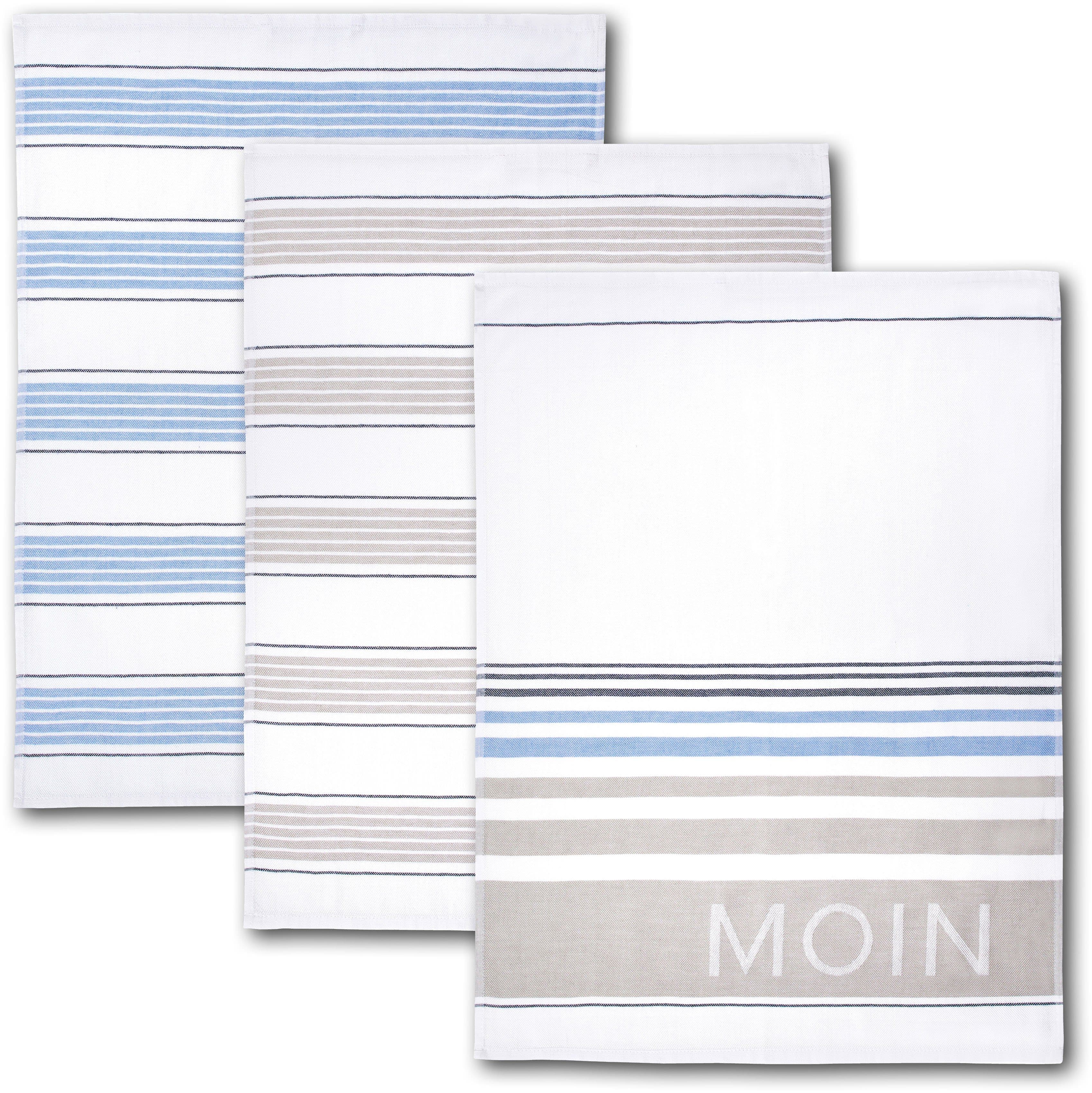 Dyckhoff Geschirrtuch Moin Beige Blau 100% Baumwolle - Bild 2