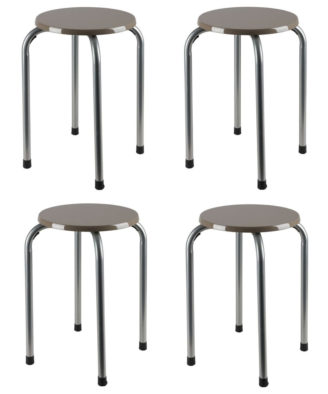 BURI Stapelhocker Cappuccino 4er-Set MDF Metall