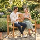 Outsunny Gartenbank Akazienholz mit Armlehnen Natur Bild 2