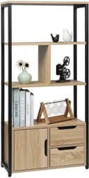 Woltu Standregal mit Schrank und Schubladen MDF Metall Dunkelbuche Bild 2