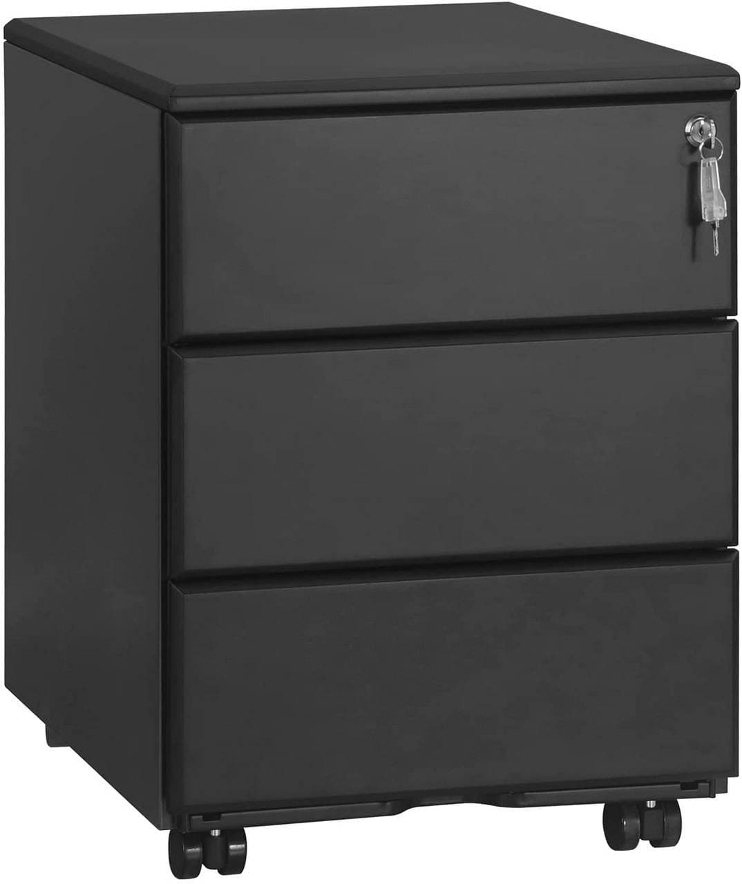 Woltu Rollcontainer Metall Aktenschrank 3 Schubladen Schwarz - Bild 2