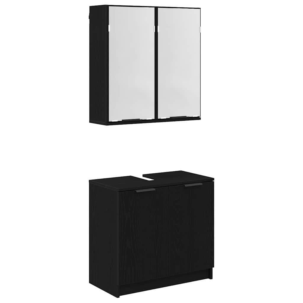 vidaXL Badezimmer-Set 2-tlg. Schwarz Holzwerkstoff - Bild 2