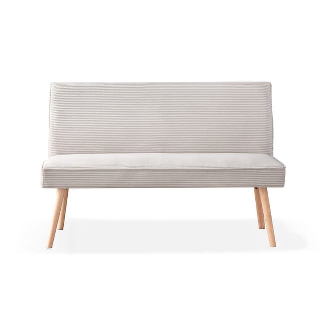 B&D home Sitzbank PAUL Grau Stoff Holzbeine