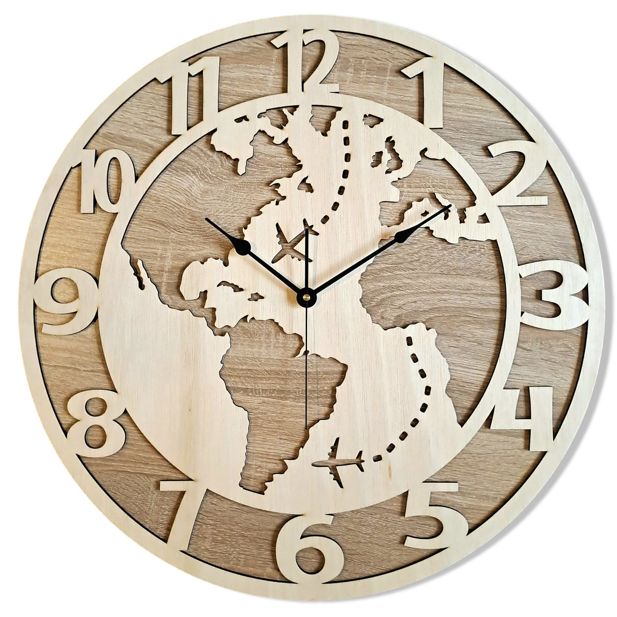 ORNAMENTI Wanduhr Moderne Holz Weltkarte 60 cm - Bild 2