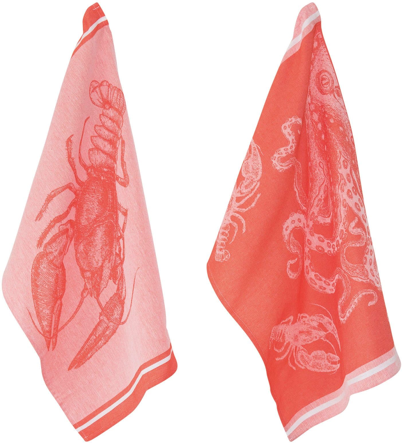 PAD Geschirrtuch SEA Set 2-tlg. 100% Baumwolle Rot Meeresbewohner