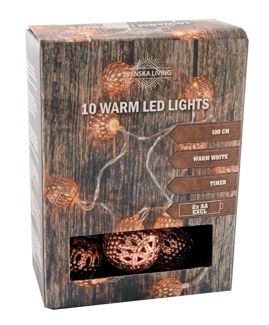 Spetebo Lichterkette 100 cm 10 LED Kugeln Kupfer
