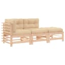 vidaXL Gartenlounge-Set 3-tlg. mit Kissen Massivholz Beige Bild 2