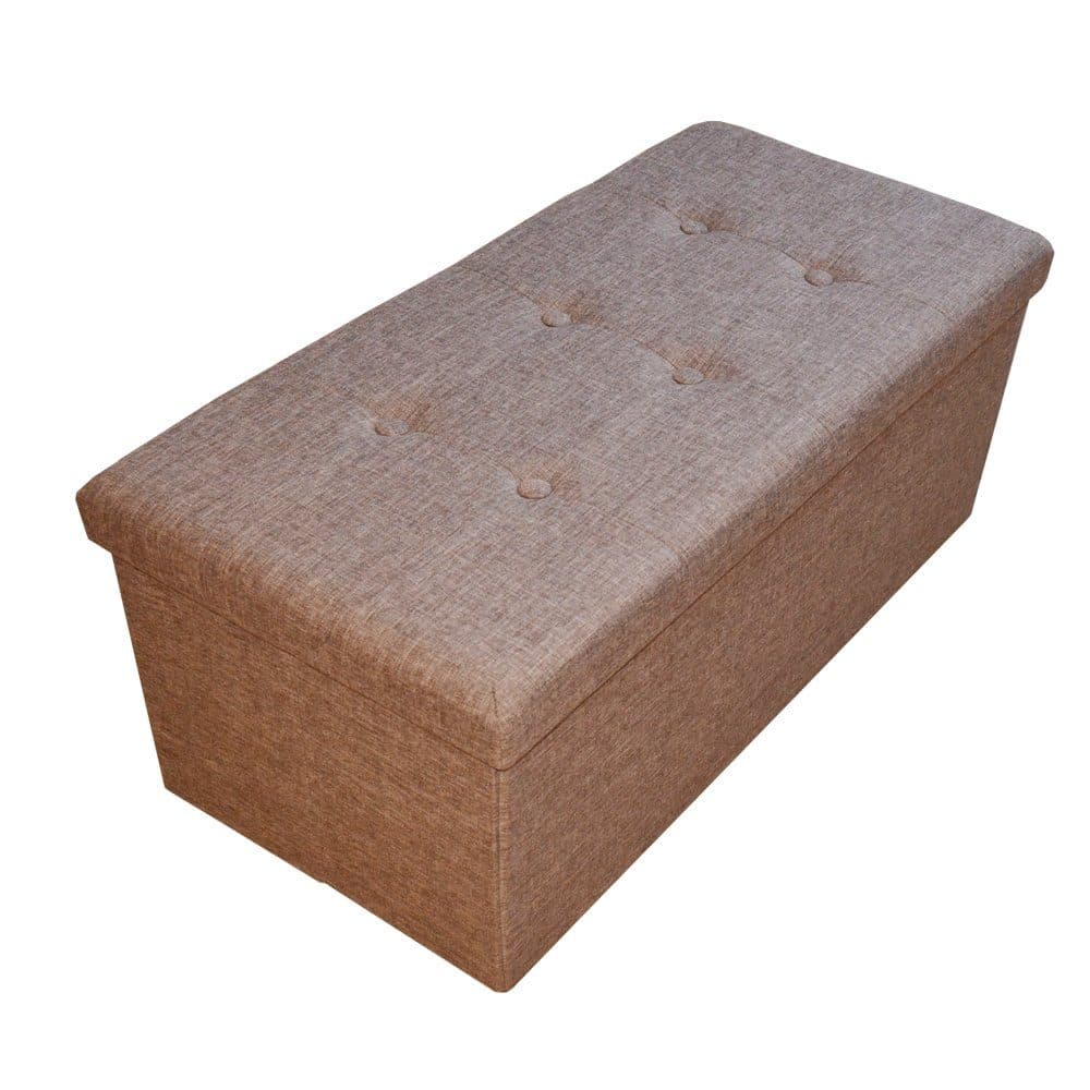 style home Sitzhocker mit Stauraum und Leinenbezug Dunkelbraun - Bild 2