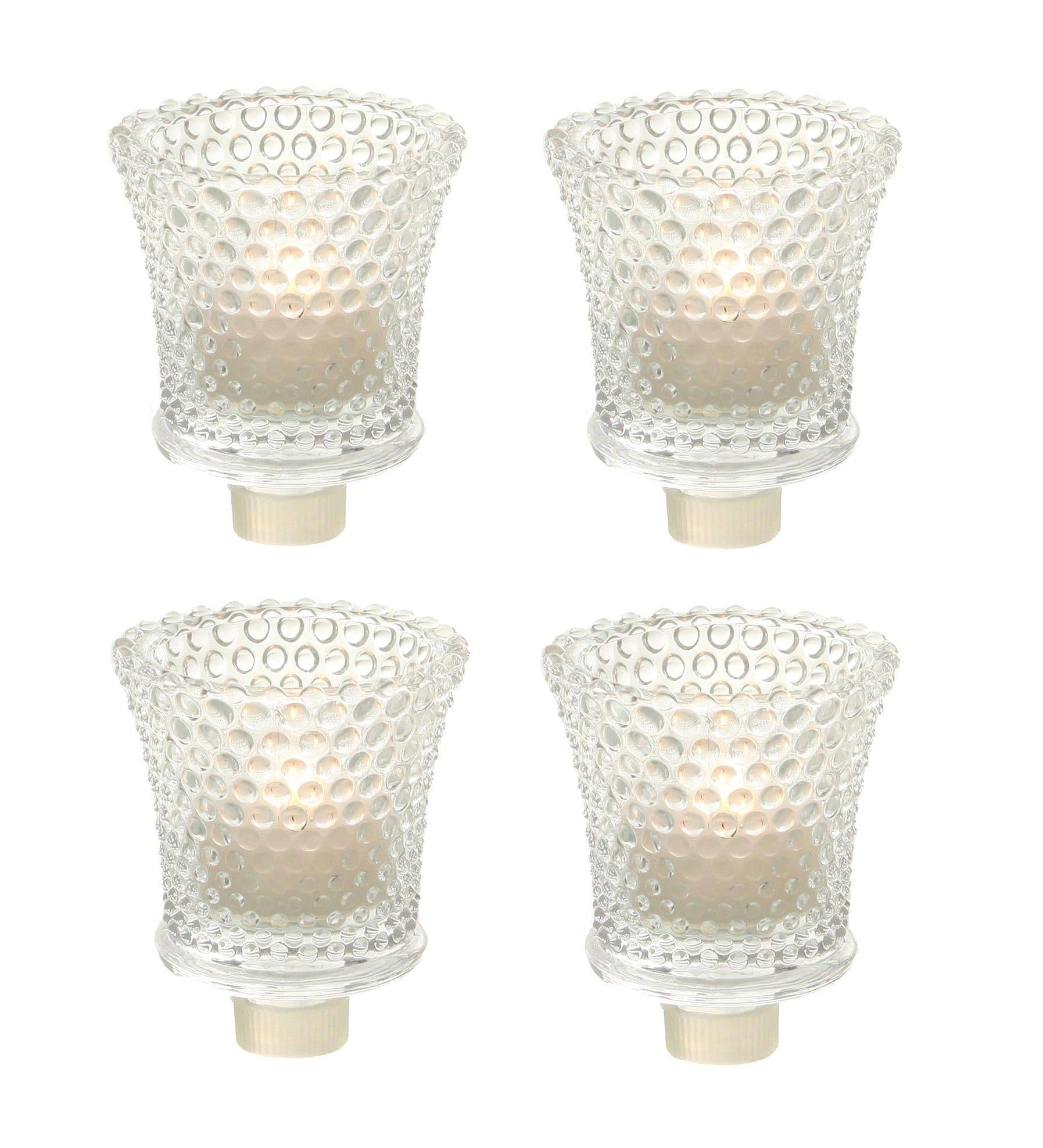 Spetebo Teelichthalter 4er Set Glas Transparent Punktstruktur