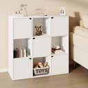 oyajia Bücherregal 90cm Weiß 9 Fächer 5 Türen Bild 2
