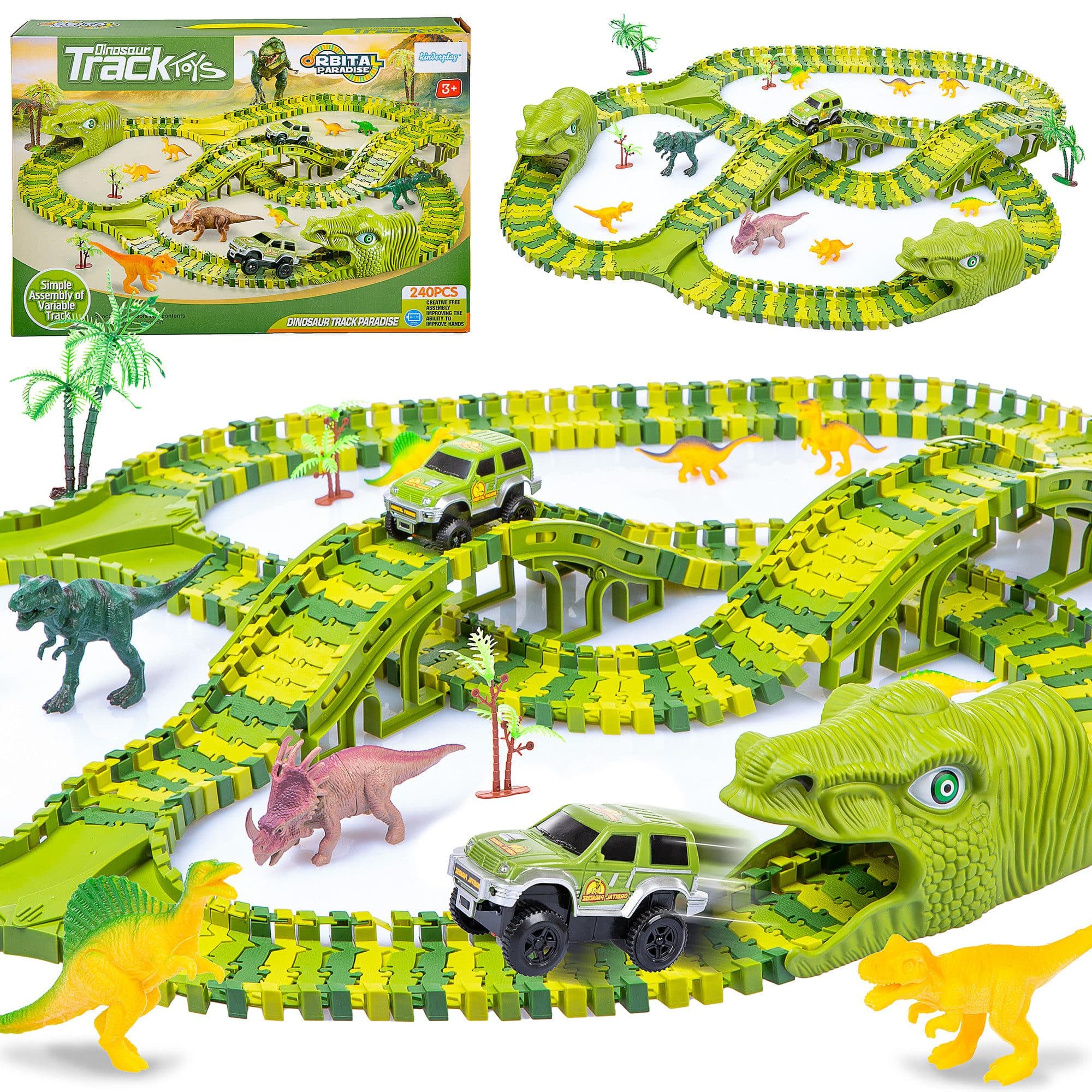 kinderplay Autorennbahn Dinosaurier Rennbahn 360 cm – flexibles Spielset - Bild 2