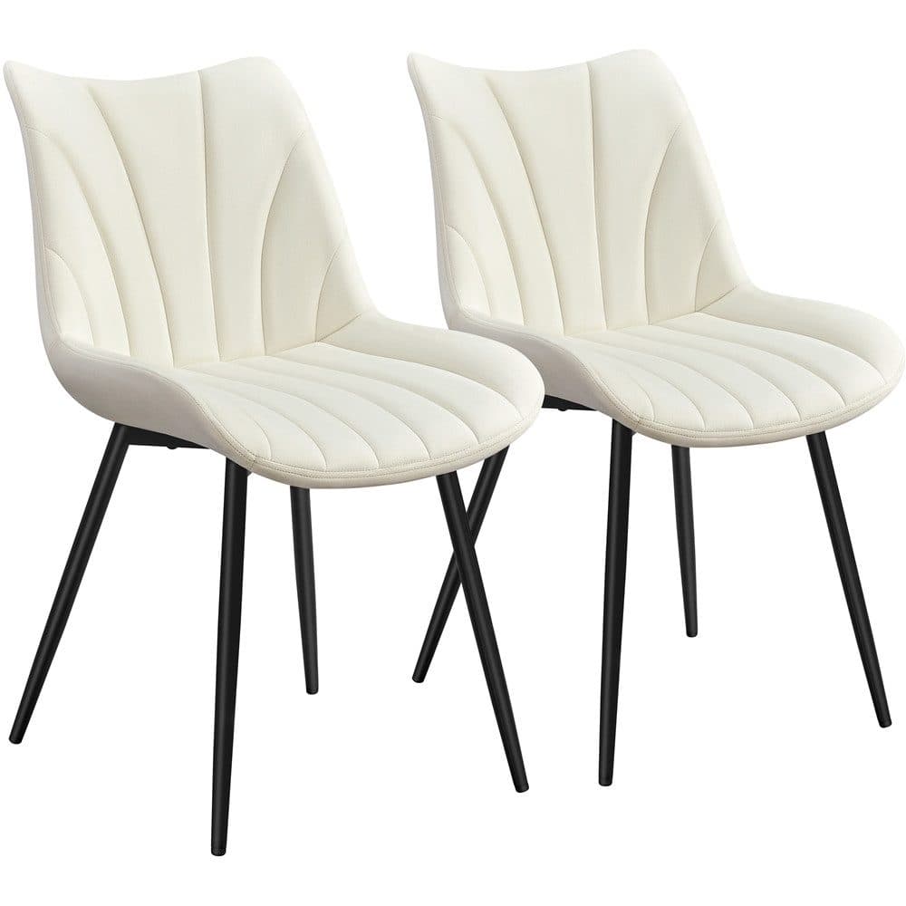 Yaheetech Esszimmerstuhl Gepolsterte Küchenstühle mit Metallbeinen 2er-Set Vertikal Gestepptes Design Beige - Bild 2