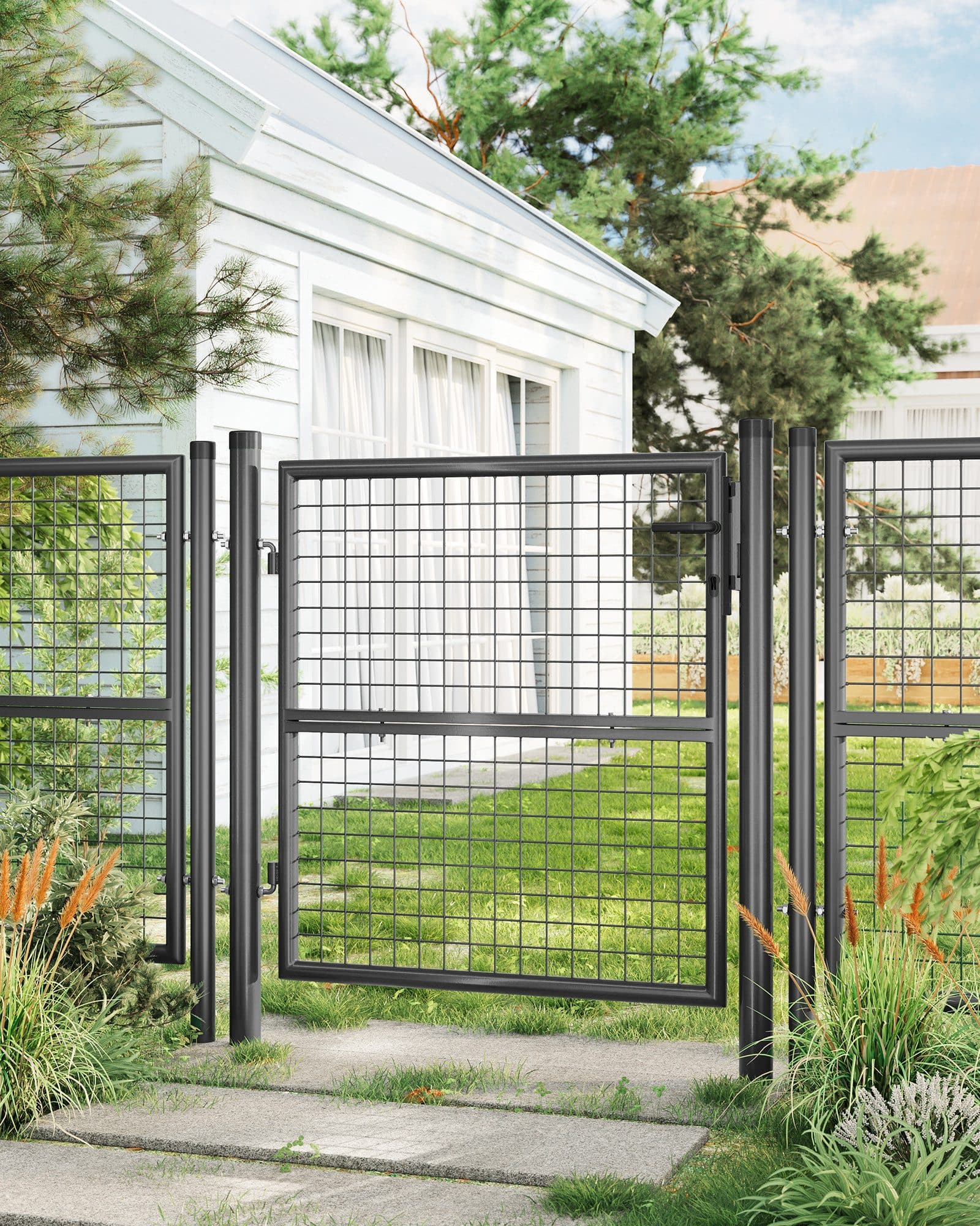 SONGMICS Gartentor verzinkter Stahl abschließbar 106 x 100/125/150 cm - Bild 2