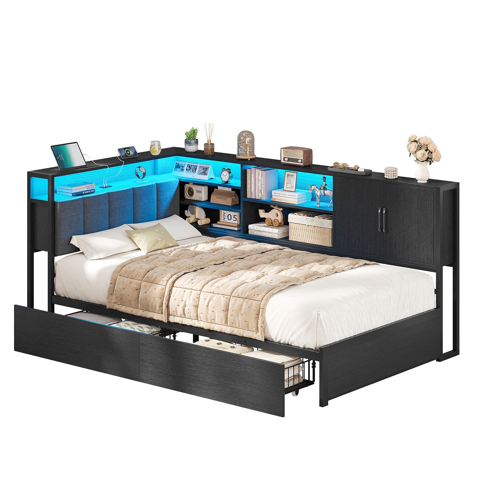 KIMENICH Polsterbett Jugendbett mit LED-Beleuchtung und USB-Ladestation - Bild 2