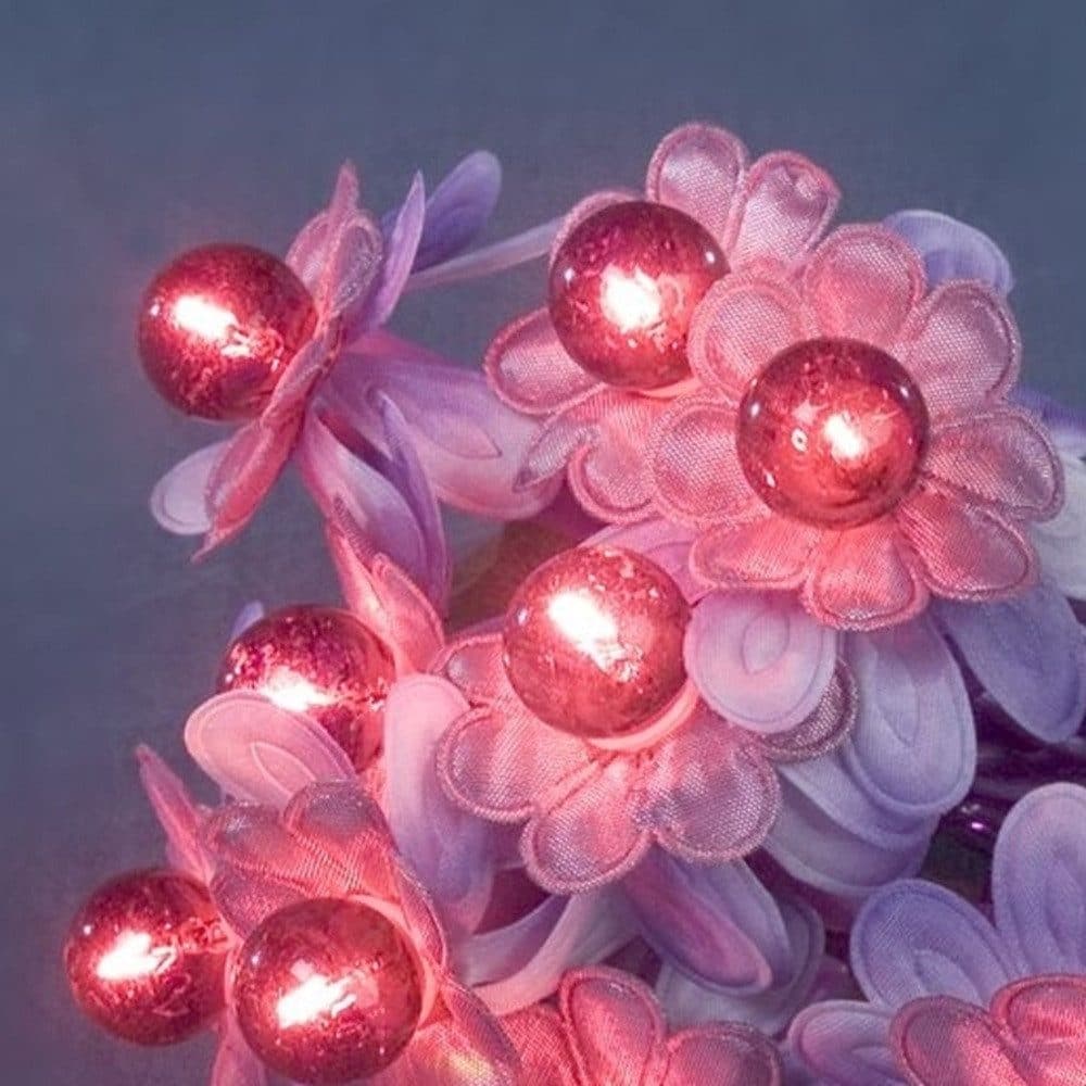 Konstsmide LED-Lichterkette 10er Lila Stoffblumen Deko