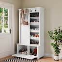 autolock Garderobenschrank mit Schiebetüren und Haken Weiß Bild 2