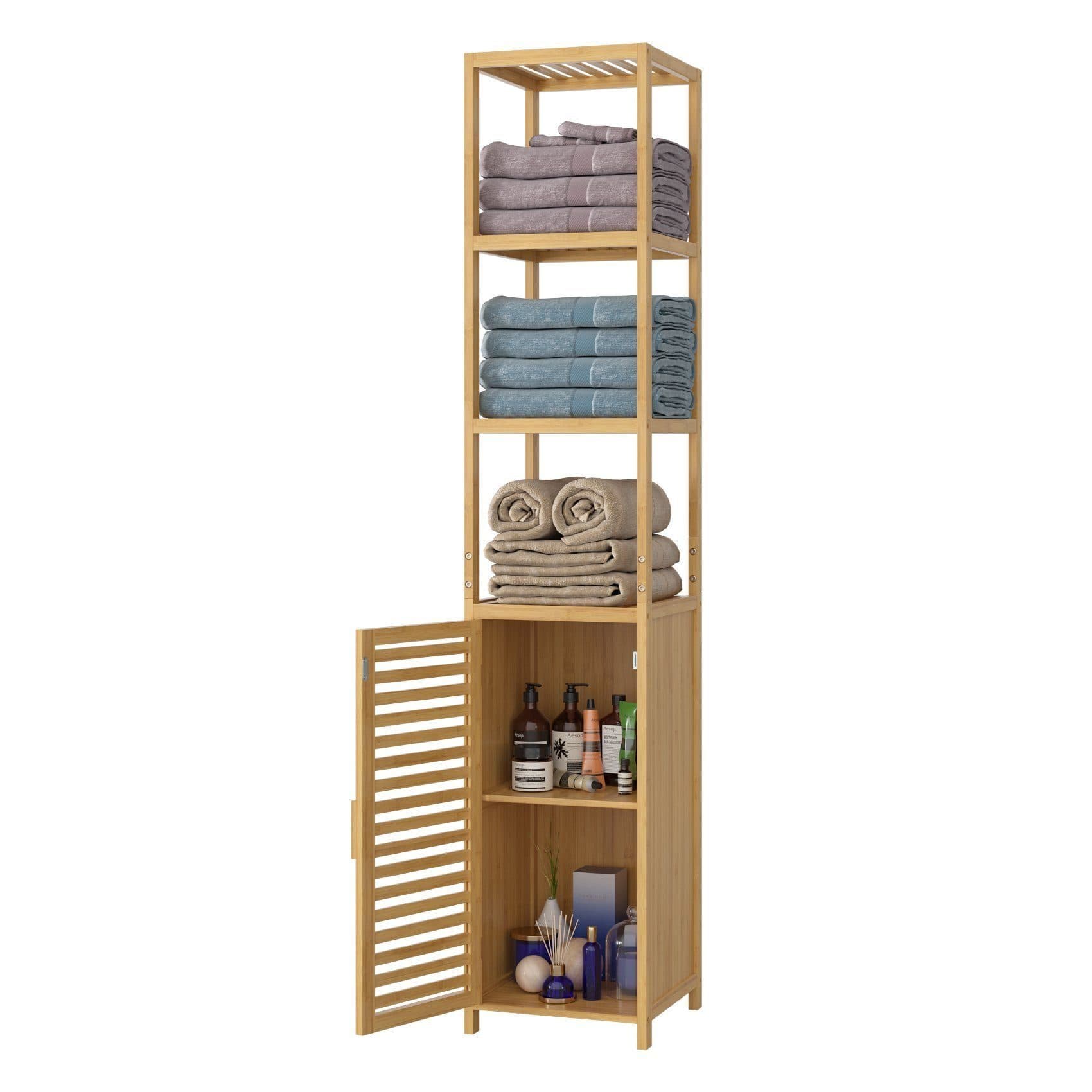 Homfa Hochschrank aus Bambus Badregal 169cm - Bild 2