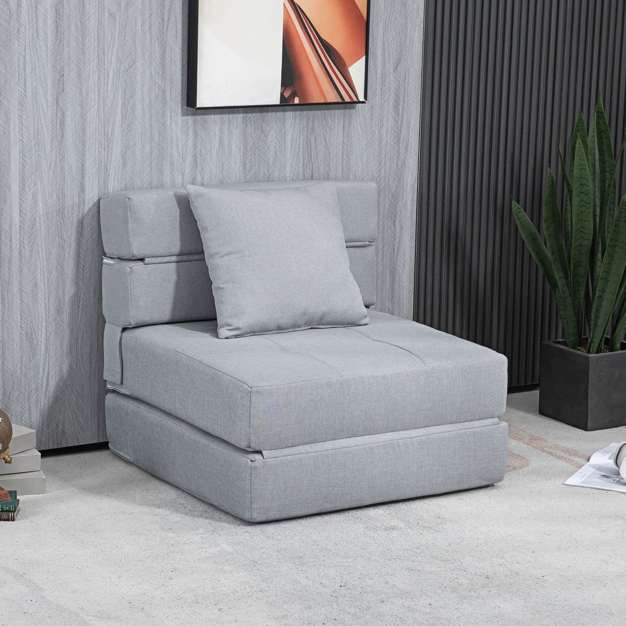HOMCOM Schlafsessel 2-in-1 Design Blau - Bild 2