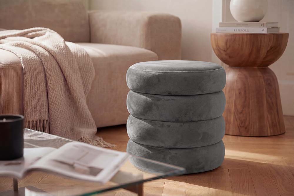 riess-ambiente Polsterhocker VOGUE Samt Grau Stauraum - Bild 2