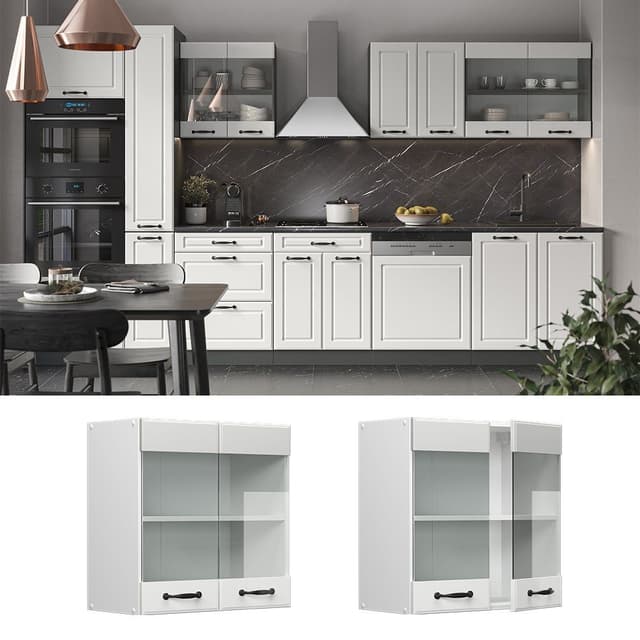 Vicco R-Line Glashängeschrank Weiß Landhaus - Stilvoller Küchenschrank