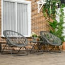 Outsunny Sitzgruppe mit Couchtisch 2 Stühle Grau Bild 2