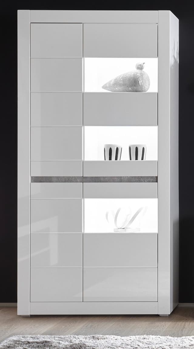 4-türige Vitrinenschrank in Weiß mit Soft-Close Funktion