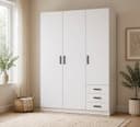 INOSIGN Kleiderschrank Sprint Weiß mit 3 Schubladen und Kleiderstange Bild 2