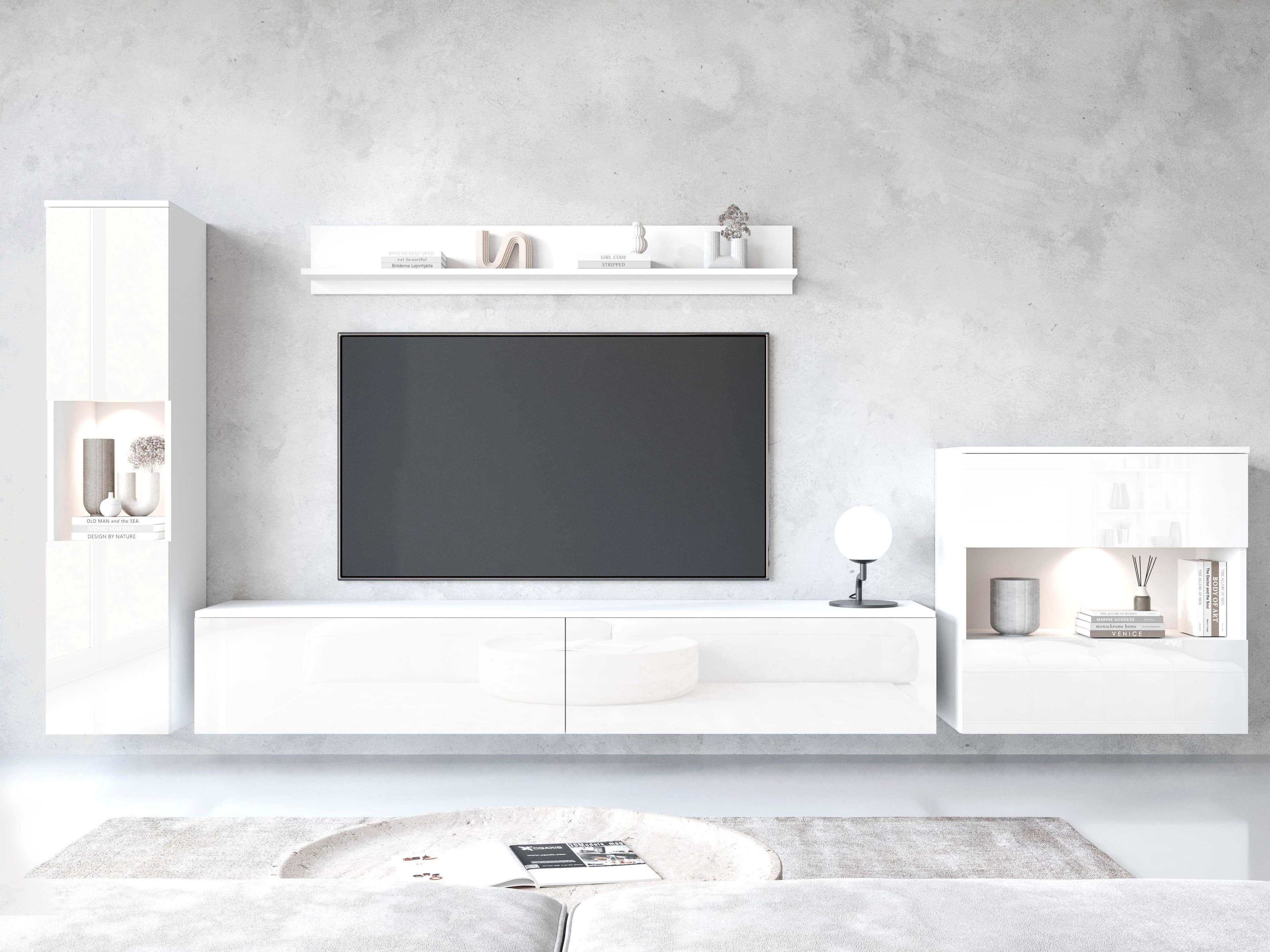 OTTO HOME Wohnwand PARIS Weiß Matt/Hochglanz Grifflos