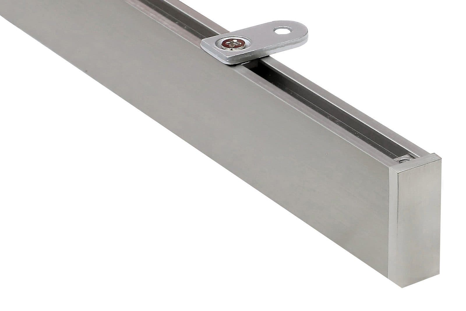 Gardineum Eckige Gardinenstange mit Innenlaufprofil Edelstahl-Optik