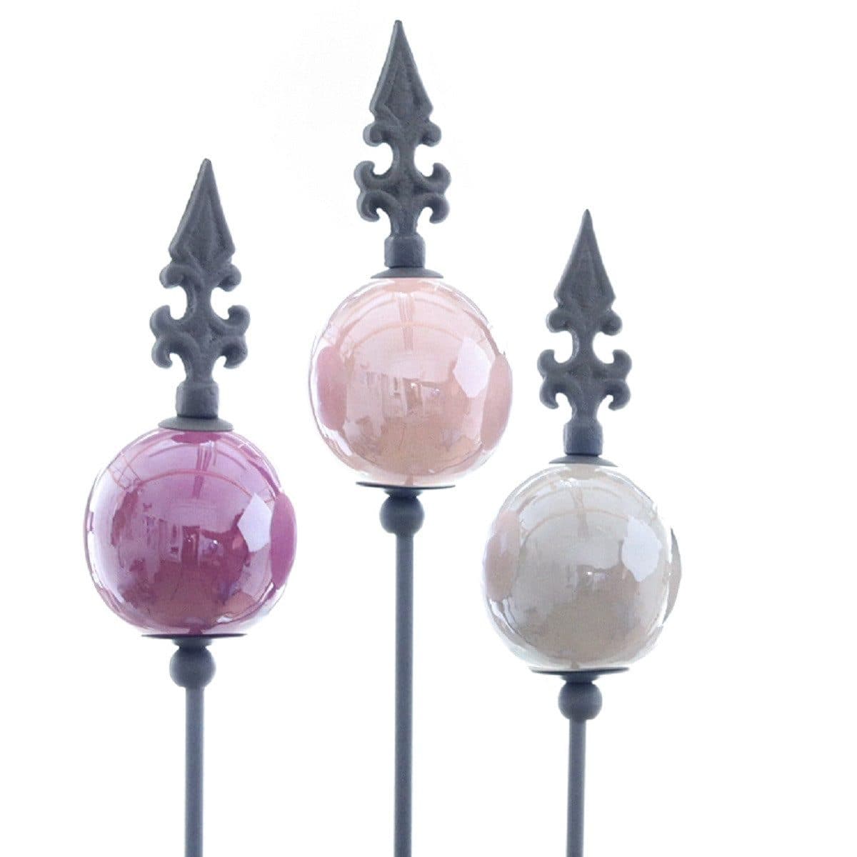 Dragimex Gartenstecker Metall Franz. Lilie 3x Lila Grau Rosa